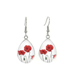 Boucles d’Oreilles Pendantes Fleur de Coquelicot - Vignette | Dame Fleur