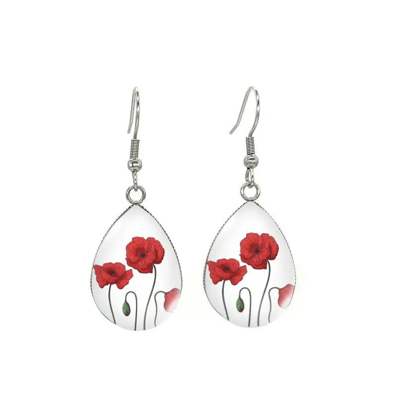 Boucles d’Oreilles Pendantes Fleur de Coquelicot | Dame