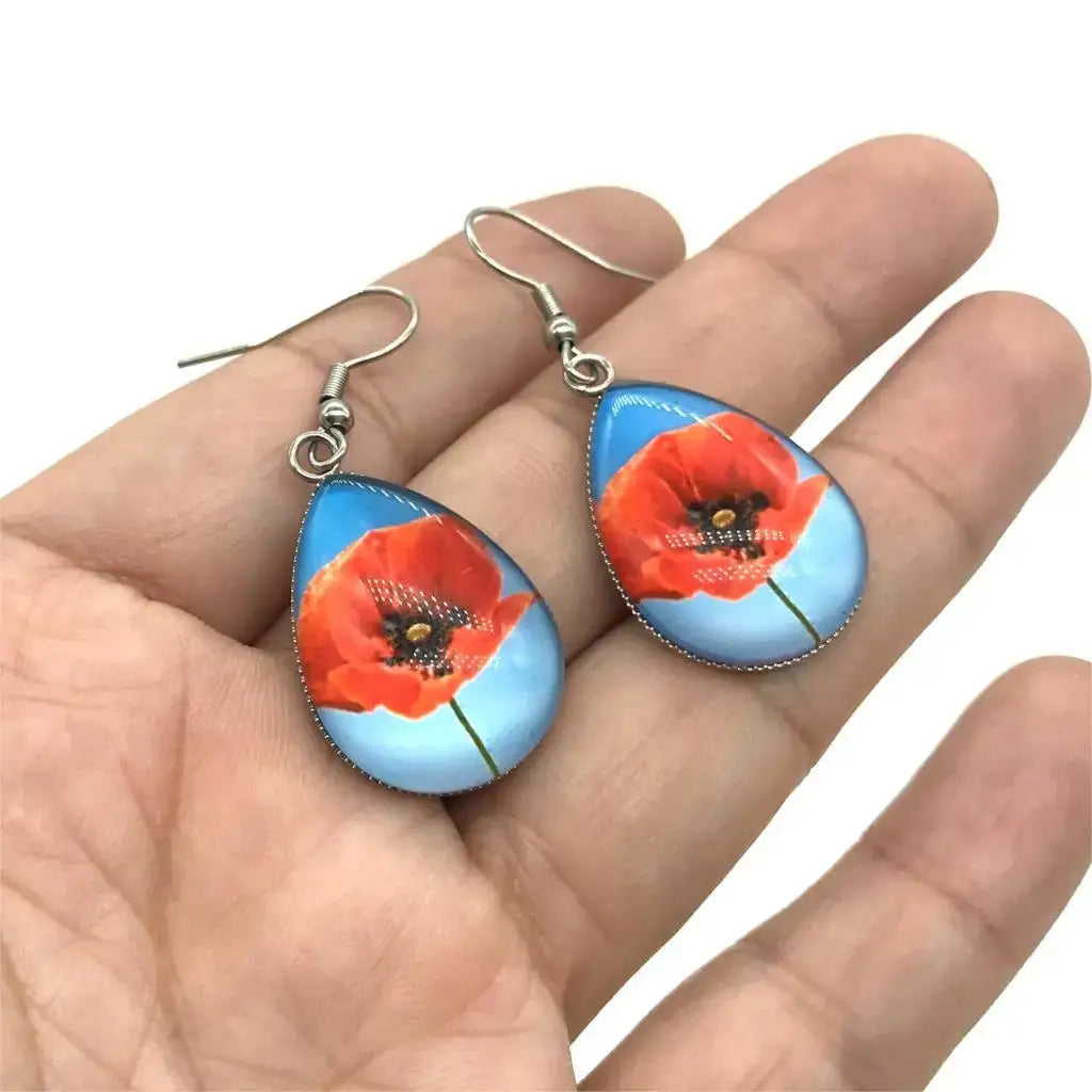 Boucles d’Oreilles Pendantes Fleur de Coquelicot | Dame