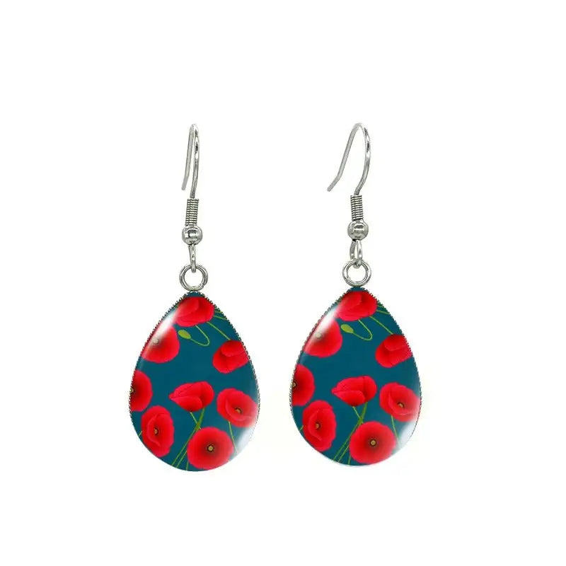 Boucles d’Oreilles Pendantes Fleur de Coquelicot | Dame