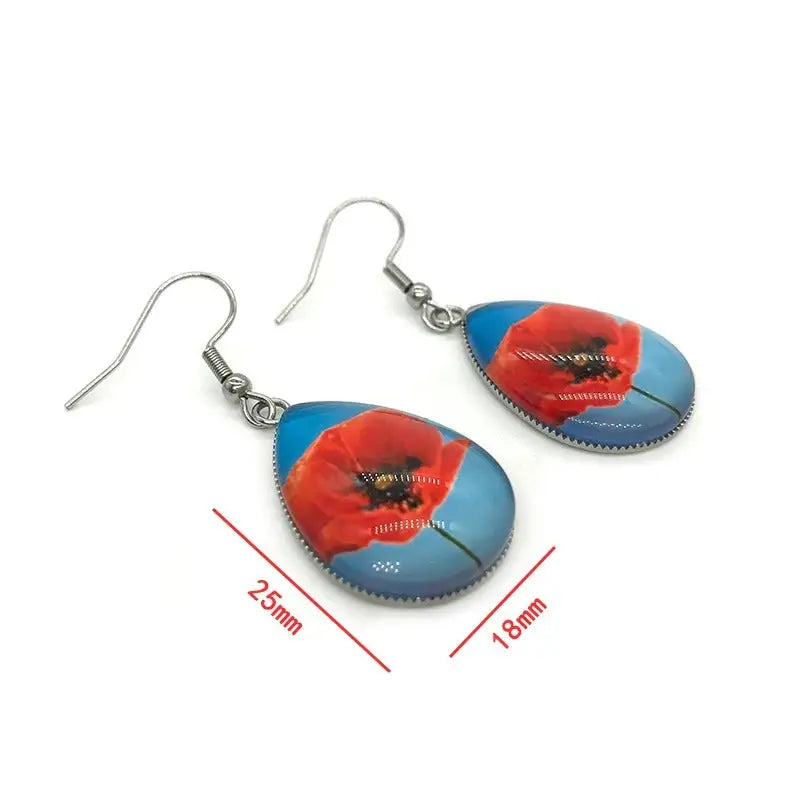 Boucles d’Oreilles Pendantes Fleur de Coquelicot | Dame