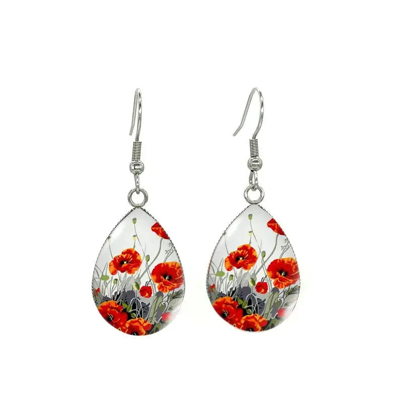 Boucles d’Oreilles Pendantes Fleur de Coquelicot | Dame