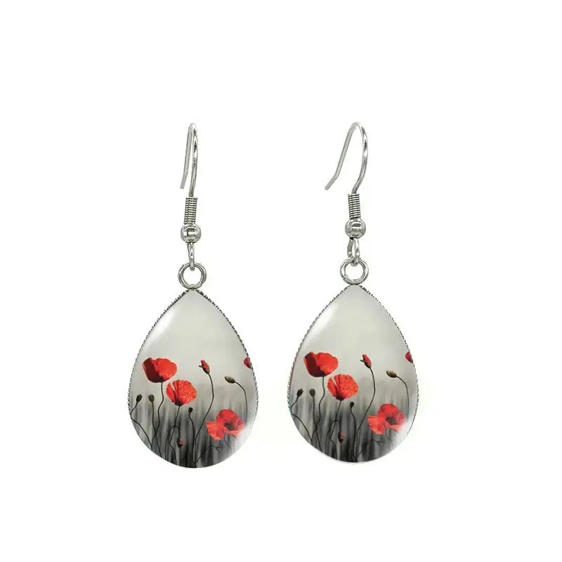 Boucles d’Oreilles Pendantes Fleur de Coquelicot | Dame
