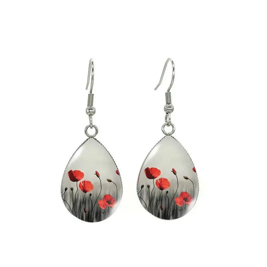 Boucles d’Oreilles Pendantes Fleur de Coquelicot | Dame
