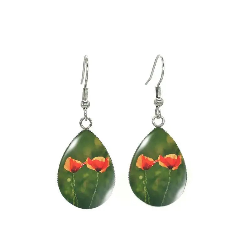 Boucles d’Oreilles Pendantes Fleur de Coquelicot | Dame
