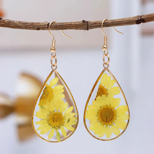 Boucles d’Oreilles Pendantes Fleur de Marguerite | Dame