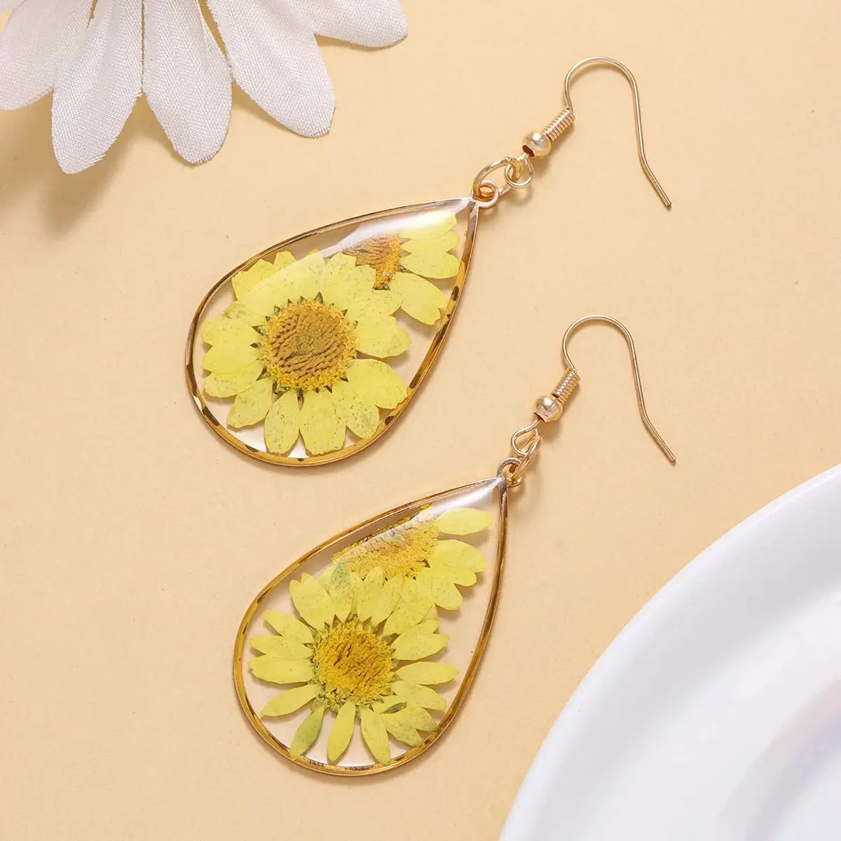 Boucles d’Oreilles Pendantes Fleur de Marguerite | Dame