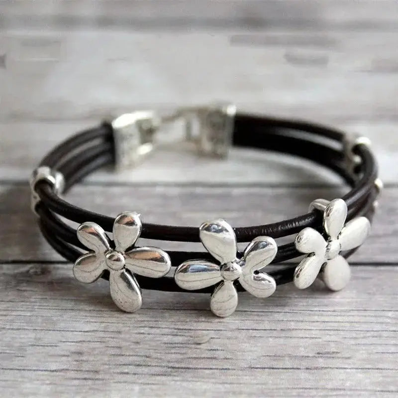 Bracelet Cuir Fleur | Dame Fleur