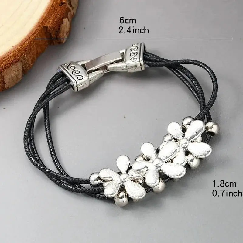 Bracelet Cuir Fleur | Dame Fleur