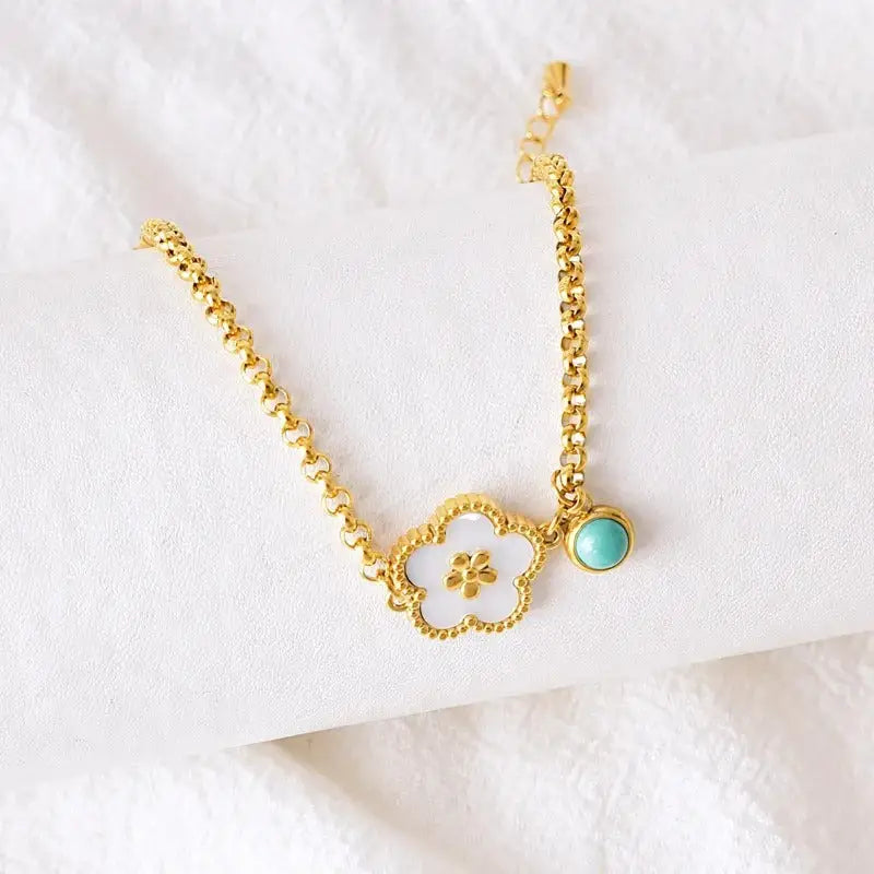 Bracelet Fleur Acier Inoxydable | Dame Fleur