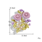 Broche Chrysanthème Violette Dorée Élégante Femme - Vignette | Dame Fleur