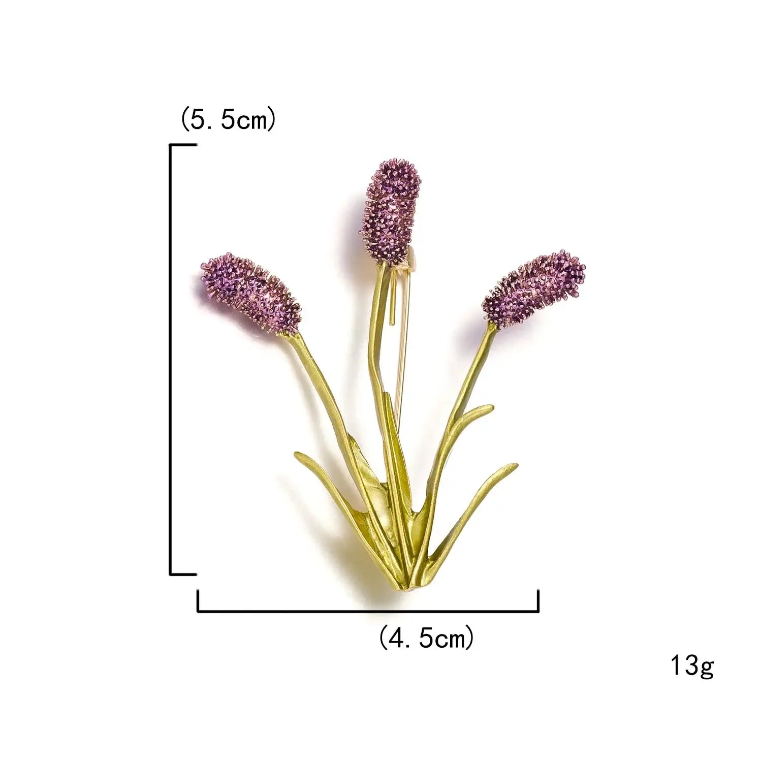 Épis floraux violets avec des tiges vertes disposés en un spray décoratif.