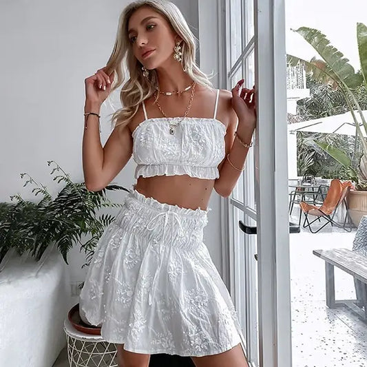 Ensemble Jupe Fleurie Courte | Dame Fleur
