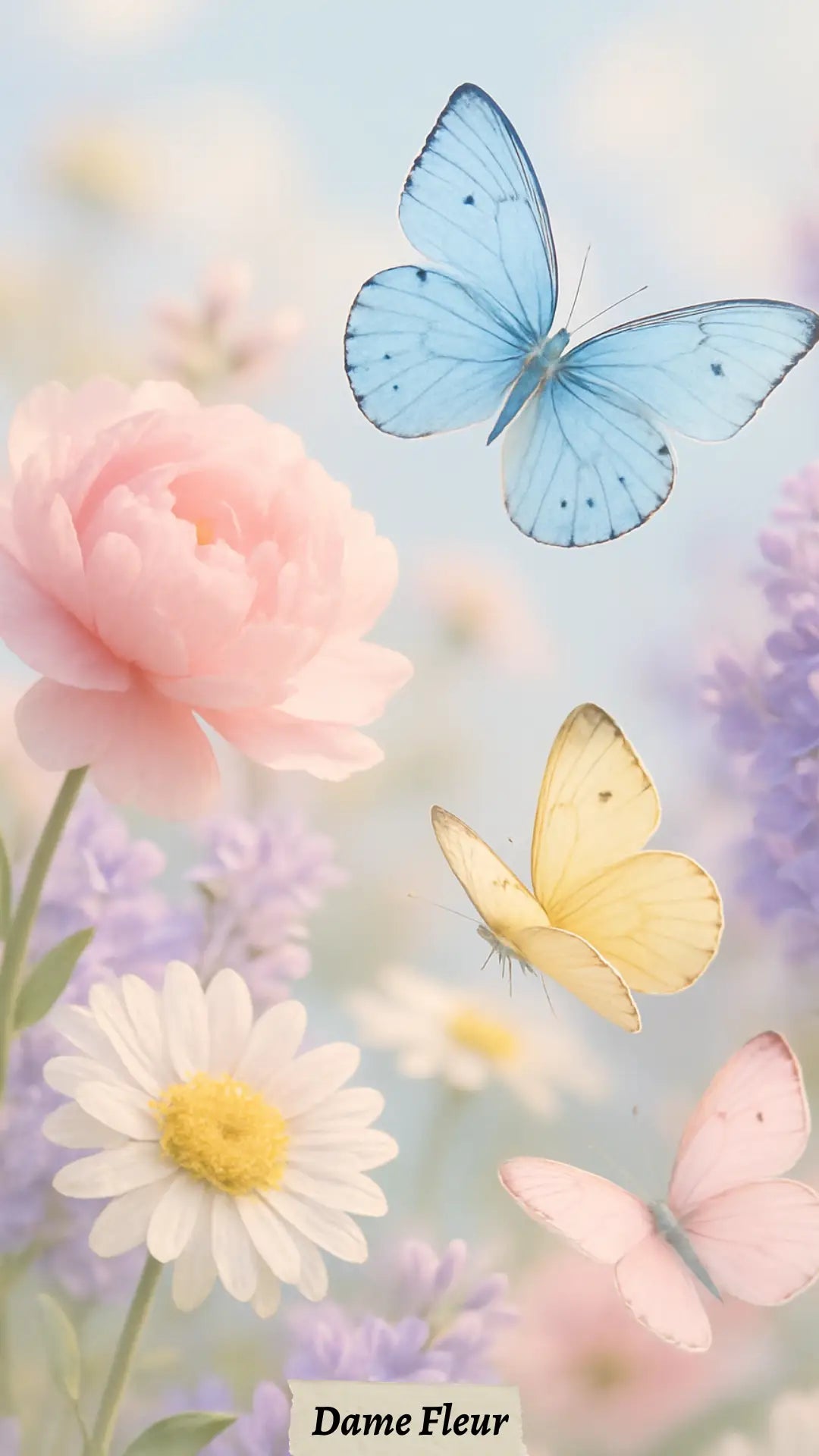 Fond d’écran fleurs et papillons aesthetic pour Téléphone –