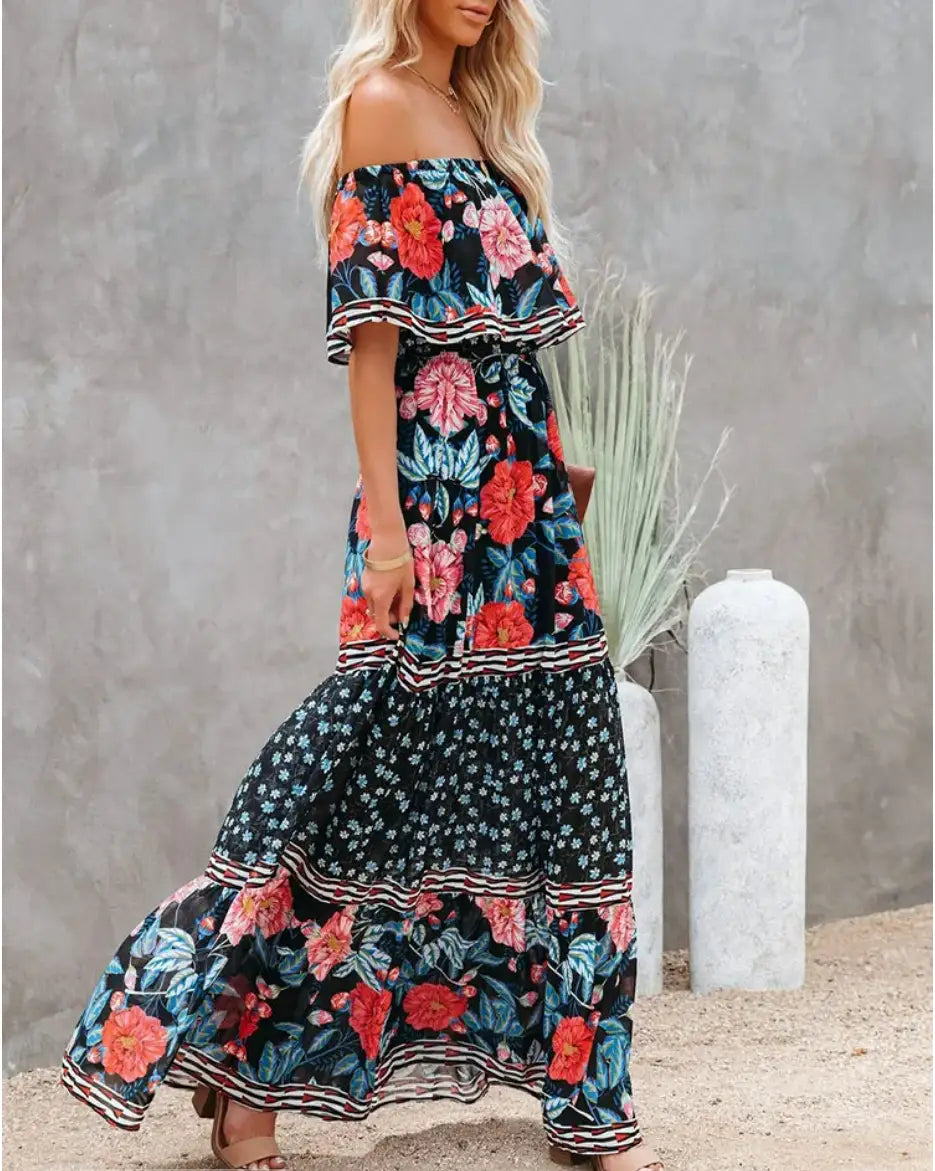 Hippie Robe Longue Fleurie Bohème | Dame Fleur
