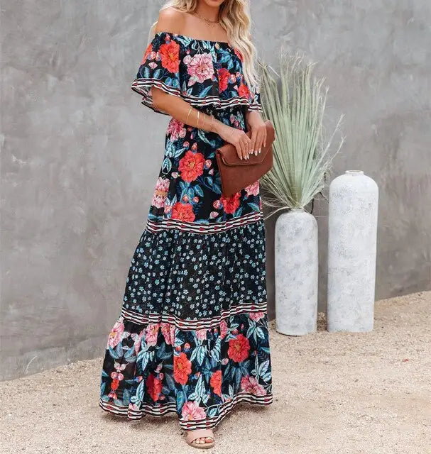 Hippie Robe Longue Fleurie Bohème | Dame Fleur