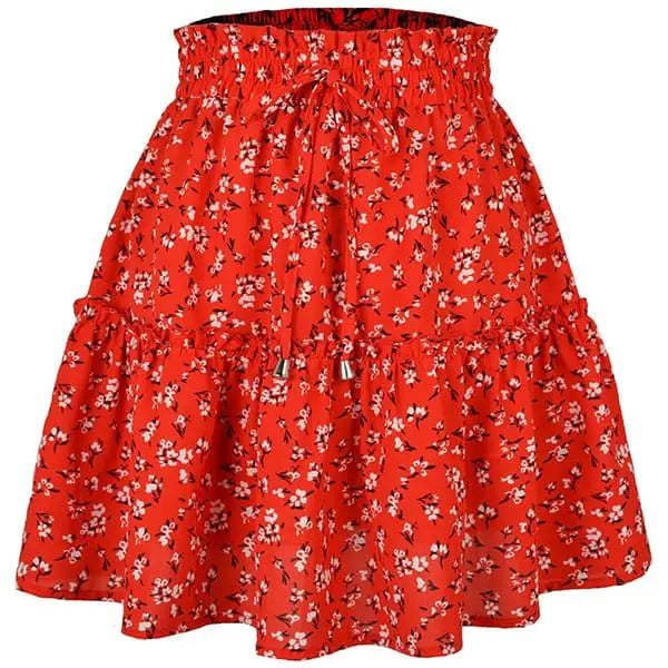 Jupe Courte Fleurie Rouge | Dame Fleur
