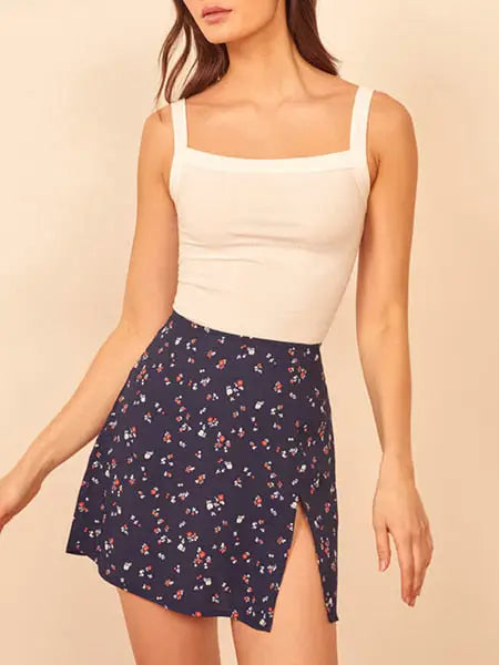 Jupe Droite Courte Fleurie | Dame Fleur