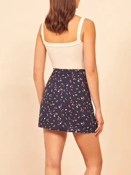 Jupe Droite Courte Fleurie | Dame Fleur