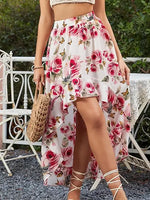 Jupe Fleurie Coupe Asymétrique - Vignette | Dame Fleur