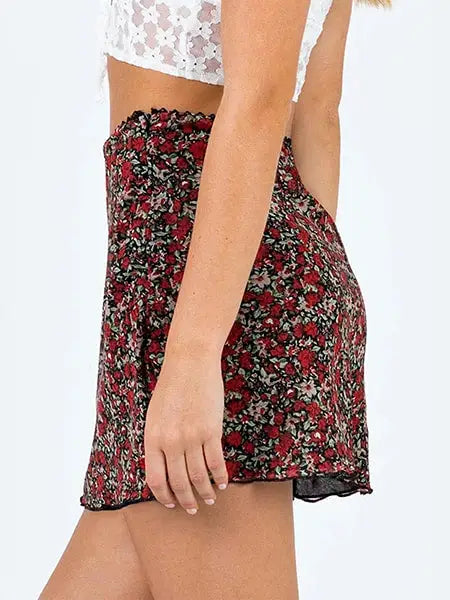 Jupe Fleurie Courte Cintrée | Dame Fleur