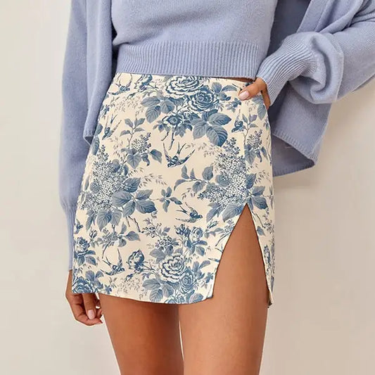 Jupe Fleurie Courte Fendue | Dame Fleur