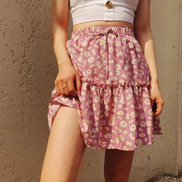 Jupe Fleurie Courte Trapèze | Dame Fleur