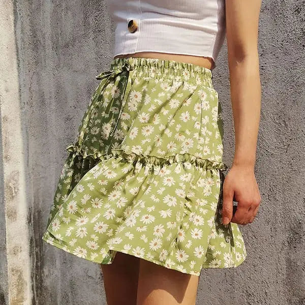 Jupe Fleurie Courte Trapèze | Dame Fleur
