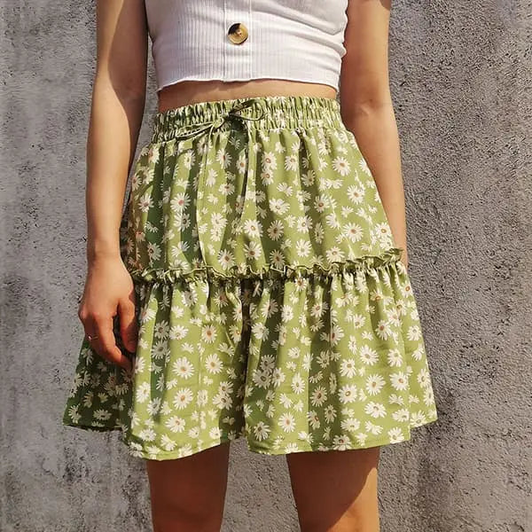 Jupe Fleurie Courte Trapèze | Dame Fleur