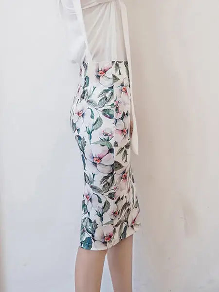 Jupe Fleurie Mi-Longue | Dame Fleur