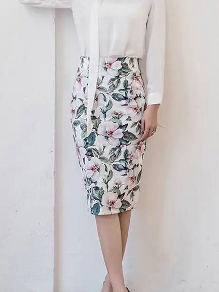 Jupe Fleurie Mi-Longue | Dame Fleur