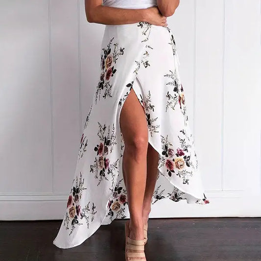 Jupe Longue Blanche Fleurie | Dame Fleur