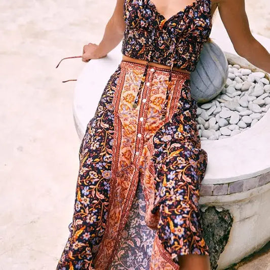 Jupe Longue Fleurie Automne | Dame Fleur