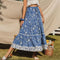 Jupe Longue Fleurie Bleu | Dame Fleur