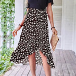 Jupe Longue Fleurie Noire - Vignette | Dame Fleur
