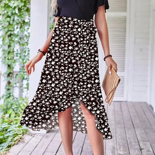 Jupe Longue Fleurie Noire | Dame Fleur