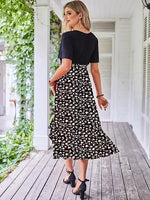 Jupe Longue Fleurie Noire - Vignette | Dame Fleur