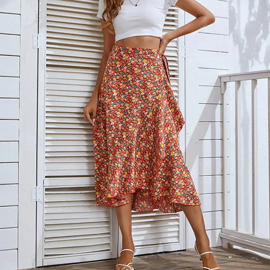 Jupe Longue Fleurie Plage | Dame Fleur