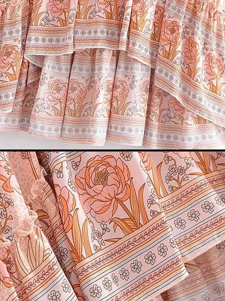 Jupe Longue Fleurie Rose | Dame Fleur