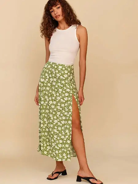 Jupe Longue Fleurie Taille Haute | Dame Fleur