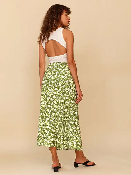 Jupe Longue Fleurie Taille Haute | Dame Fleur