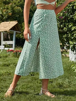 Jupe Longue Fleurie Verte - Vignette | Dame Fleur