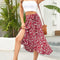 Jupe Midi Fleurie Rouge | Dame Fleur