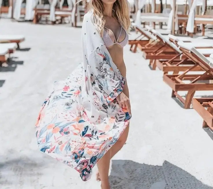 Kimono Blanc Fleuri | Kimono Passion
