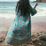 Kimono Bleu Fleuri - Vignette | Dame Fleur