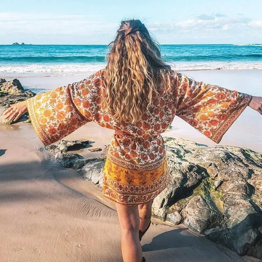 Kimono Fleuri Mi Long | Kimono Passion