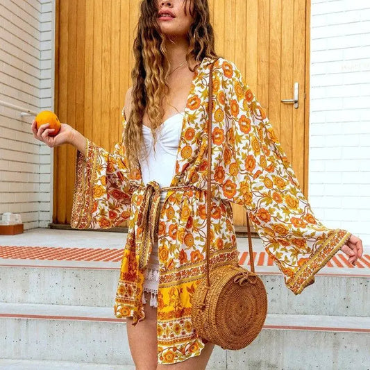 Kimono Fleuri Mi Long | Kimono Passion