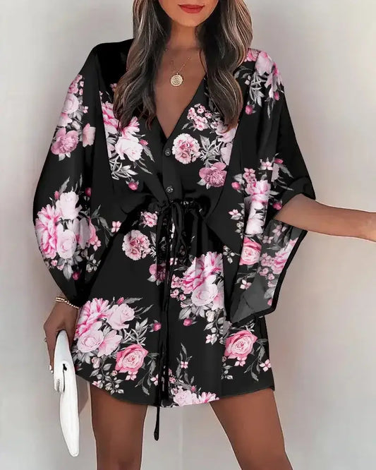 Kimono Fleuri Noir | Dame Fleur