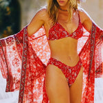 Kimono Fleuri Rouge - Vignette | Dame Fleur
