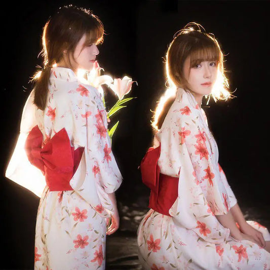 Kimono Fleuri Rouge Long Japonais | Dame Fleur